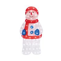 Акриловая светодиодная фигура Снеговик в синих варежках 31х25х59 см, IP65, понижающий трансформатор в комплекте NEON-NIGHT | код 513-283 | NEON-NIGHT