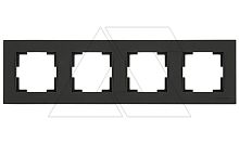 Rita - Рамка 4 поста, горизонтальный монтаж, черный мат | код 2220-800-1484 | Mutlusan