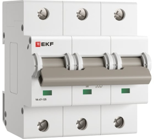 Автоматический выключатель ВА 47-125 3P 20А (D) 15кА PROXIMA EKF | код mcb47125-3-20D | EKF
