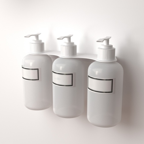 Держатель дозатора для жидкого мыла и шампуней на 3 флакона настенный, белый REXANT | код 38-0702 | REXANT