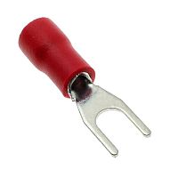 Наконечник кабельный вилочный изолированный RUICHI SVS1.25-3.7, 19 А, 22-16 AWG, красный, латунь луженая | код 61238 | Ruichi
