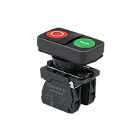 Кнопка двойная плоская, красная/зеленая, маркировка I+O, 1NO+1NC, IP65, пластик MTB5-AL8325 | код 137262 | MEYERTEC