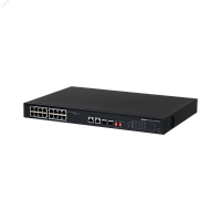 Коммутатор неуправляемый, PoE, 16x100 Мб/с RJ45, 2x1000 Мб/с, 2xSFP, 130 Вт | код DH-PFS3218-16ET-135 | Dahua