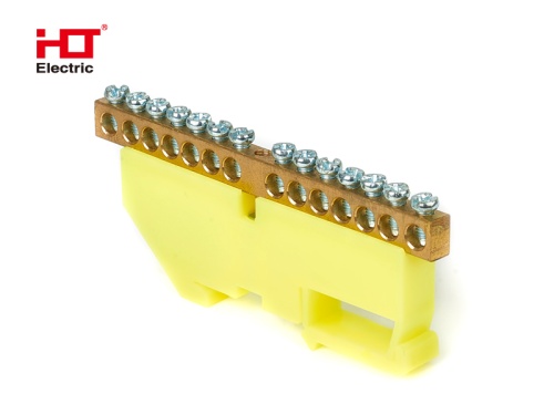 Шина N ноль на DIN-изол ШНИ-6х9-14-Д-желтый HLT | код 081-03-06 | HLT