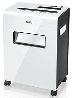 Шредер Deli E9911-EU белый (секр.P-4) фрагменты 8лист. 16лтр. скрепки скобы пл.карты CD | код 1382289 | DELI