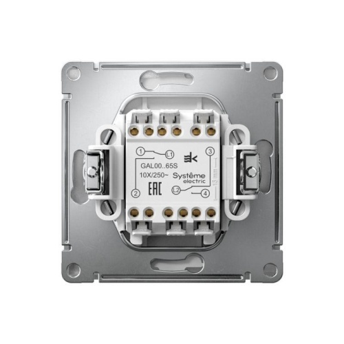 Переключатель 2-кл. ArtGallery 10AX быстрозажим. клем. механизм алюм. SE GAL000365S фото 6