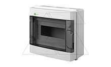 Щит навесной EP-LUX 1x8M, N/PE 2x 2x16+5x10mm2, дымчатая пласт. дверь, светло-серый RAL7035, 214x239x113mm, IP65 | код 1961-01 | Elektro-plast Nasielsk