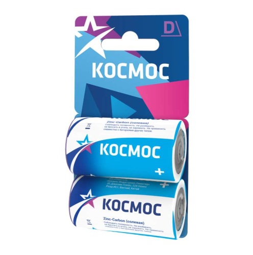 Элемент питания солевой R20 (блист.2шт) Космос KOCR202BL