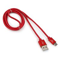 Кабель USB 2.0 Cablexpert CC-S-mUSB01R-1M, AM/microB, серия Silver, длина 1м, красный, блистер | код CC-S-mUSB01R-1M | Cablexpert