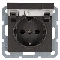 Розетка Schuko с крышкой и защитными шторками 16A 250V~ 2P+T, цвет Мокко | код G5505Z | Jasmart