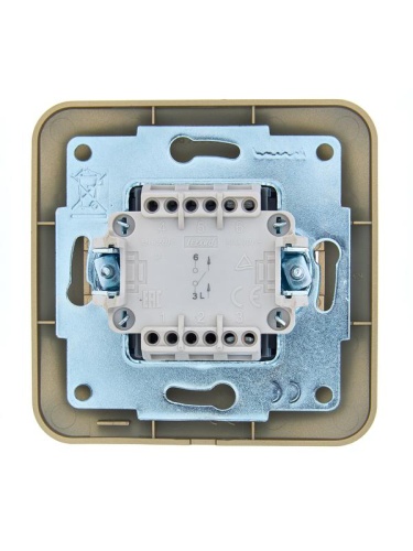 Выключатель 1-кл. 1п СП ASTI 10А IP20 в сборе золото. LEZARD 7081-3636-100 фото 2