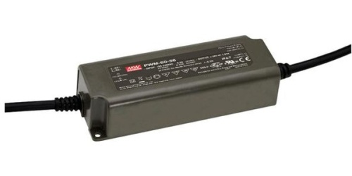 Источник питания AC-DC, 60Вт, ККМ, IP67, вход 90…305В AC, 47…63Гц, выход 12В/5А, изоляция 3750В AC, в кожухе 150х53х35мм, -40…+70С, выход: стабилизированное напряжение с ШИМ, DALI димминг | код PWM-60-12DA | MeanWell