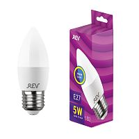 Лампа светодиодная C37 5Вт свеча 2700К тепл. бел. E27 420лм 180-240В | код 32273 3 | REV