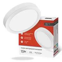 Панель светодиодная накладная круглая NRLP-VC 15Вт 230В 6500К 1200лм 170мм белая IP40 IN HOME | код 4690612038728 | IN HOME