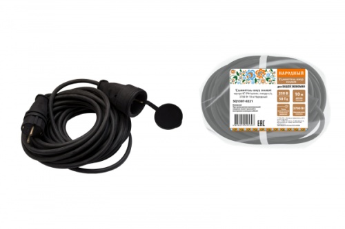 Удлинитель-шнур силовой каучук, КГ, IP44, штепс. гнездо с/з, 3500 Вт, 50 м Народный | код SQ1307-0225 | TDM НАРОДНЫЙ