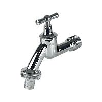 Вентиль латунный водоразборный со штуцером ручка-бабочка декор. 1/2дюйм никелированный (90/5) К | код VF.437.NB.012 | VALFEX