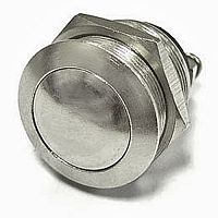 Кнопка антивандальная без подсветки RUICHI PBS-28B off-(on), М19, IP65, никелированная латунь | код 57017 | Ruichi