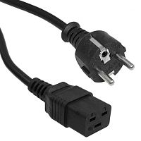 Шнур сетевой 3-х полюсный RUICHI SCZ, гнездо прямое IEC C19 - вилка прямая Schuko, 3 м, 3x1.5 мм2, 16 A | код 112908 | Ruichi