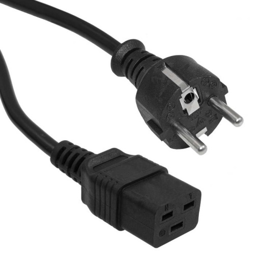 Шнур сетевой 3-х полюсный RUICHI SCZ, гнездо прямое IEC C19 - вилка прямая Schuko, 3 м, 3x1.5 мм2, 16 A | код 112908 | Ruichi