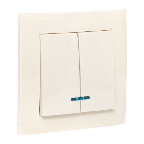 Валенсия выключатель 2-кл, 10А кремовый с индикатором PROxima | код EWV10-123-20 | EKF фото 3