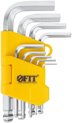 Ключ шестигранный 1.5-10мм с шаровым наконечником в пластик. держателе CrV сталь (уп.9шт) FIT 64191 фото 2 Ключ шестигранный 1.5-10мм с шаровым наконечником в пластик. держателе CrV сталь (уп.9шт) FIT 64191 фото 2