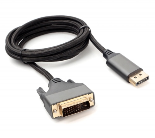 Кабель DisplayPort->DVI Cablexpert CC-DPM-DVIM-4K-6, 4K, 1.8м, 20M/25M, нейлоновая оплетка, метал. разъемы, пакет | код CC-DPM-DVIM-4K-6 | Cablexpert