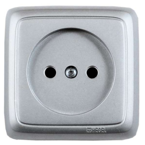 Розетка наружная с изоляционной пластиной Серебро | код РА16-103-06 | HEGEL