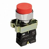 Кнопка  LAY5 22 мм²  660/440В, IP40,  Красный | код.  BBT60-BA-K04 |  IEK