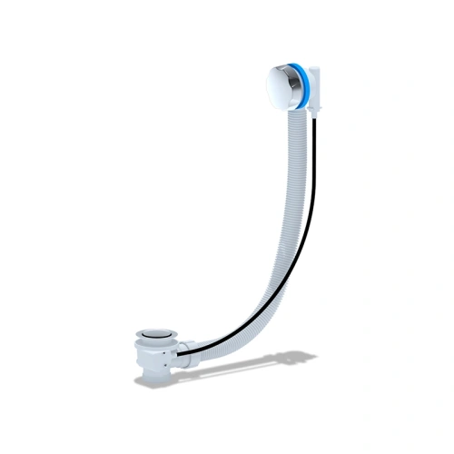 Сифон для ванны АНИ полуавтомат 520 мм пластмассовая белая ручка | код EM501 | АНИ пласт