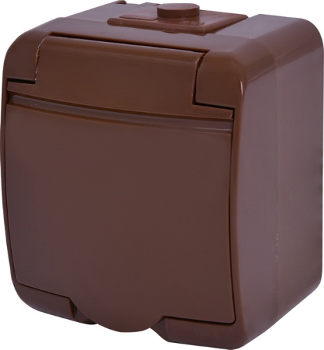 Розетка 1-я (Schuko) (коричневая крышка) (IP44/54) RHE-1s-KR | код 004668050 | ETI Розетка 1-я (Schuko) (коричневая крышка) (IP44/54) RHE-1s-KR | код 004668050 | ETI