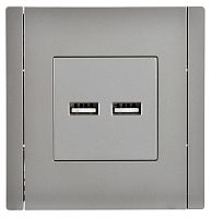 FORTE&PIANO Розетка USB A+A 3,1А FP549 сталь IEK | код FP-U21-D31-K46 | IEK