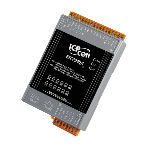 ET-7260A CR Ethernet I/O Module with 2-port Ethernet Switch, 6-ch Power Relay and 6-ch DI (RoHS) | код 00-06148850 | ICP DAS