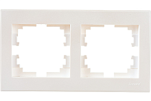 Рамка RAIN двойная горизонтальная жемчужно-белый перламутр с боковой вставкой | код 703-3030-147 | Lezard
