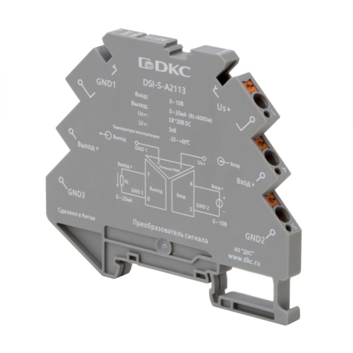 Преобразователь сигнала DSI, 6,2 мм 1 вход 0…10 В, 1 выход 0…20 мА | код DSI-S-A2113 | DKC