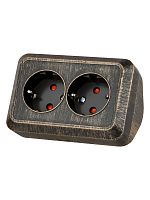 Розетка угловая двойная 2П+3 открытой установки с з/ш IP20 250В 16А бронза Ладога TDM | код SQ1801-0290 | TDM