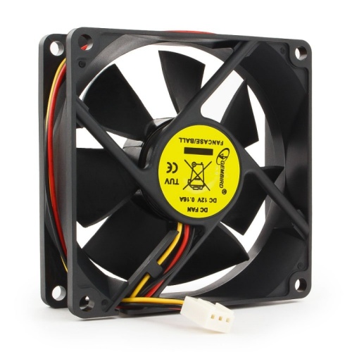 Вентилятор Gembird FANCASE/BALL, 80x80x25, подшипник, 3 pin, провод 30 см | код FANCASE/BALL | Gembird