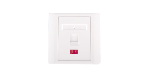 Настенная лицевая панель NETLAN под 1 модуль типа Keystone, с подрамником, со шторкой, белая, уп-ка 10 шт. | код EC-FP-1KJ-WT-10 | NETLAN