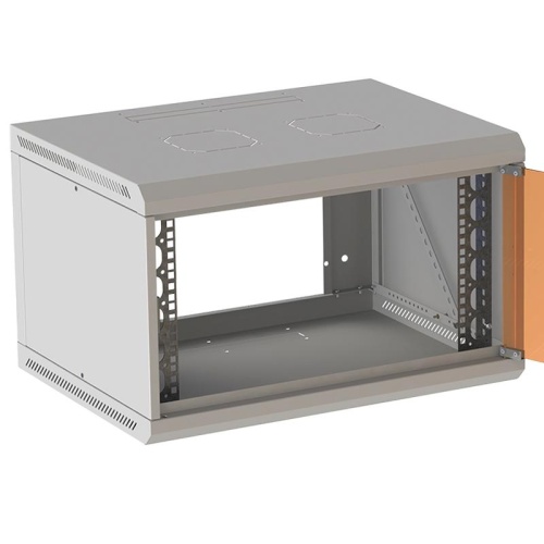 Шкаф настенный 19' 6U 600х450мм стеклянная дверь (без задн. стенки) RAL 7035 | код 05-1063 | SUPRLAN фото 3