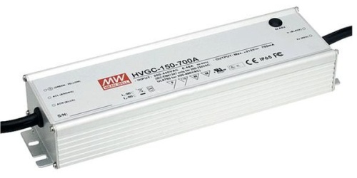 Источник питания AC-DC, 150Вт, стабилизатор тока, IP65, вход 180…528В AC, 47…63Гц/254…747В DC, ККМ, выход 700мА/21…215В, рег. выхода 420…700мA, изоляция 3750В AC, в кожухе 245х68х39, -40…+70С | код HVGC-150-700A | MeanWell Источник питания AC-DC, 150Вт, стабилизатор тока, IP65, вход 180…528В AC, 47…63Гц/254…747В DC, ККМ, выход 700мА/21…215В, рег. выхода 420…700мA, изоляция 3750В AC, в кожухе 245х68х39, -40…+70С | код HVGC-150-700A | MeanWell