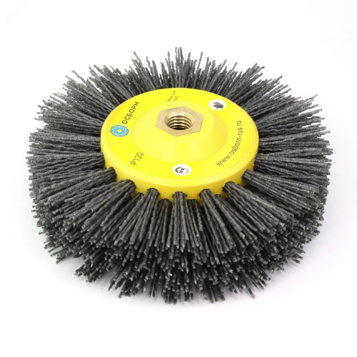 Щетка дисковая Д150x40xM14, ворс полимер абразив P120 по дереву для УПМ УШМ (болгарка) (6-013) | код PLM.DB150M14P120 | ОСБОРН