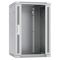 Cabeus SH-05F-18U60/35 Шкаф телекоммуникационный настенный 19 18U 600x350x901mm (ШхГхВ) дверь стекло, цвет серый (RAL 7035) | код 7120c | Cabeus