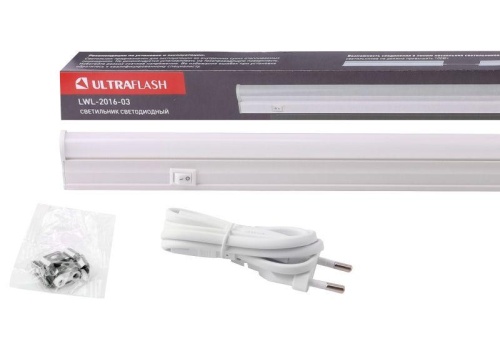 Светильник светодиодный LWL-2016-03 8Вт 6000К 220В с выкл. на корпусе с сетевым проводом пластик. бел. Ultraflash 13946 фото 6 Светильник светодиодный LWL-2016-03 8Вт 6000К 220В с выкл. на корпусе с сетевым проводом пластик. бел. Ultraflash 13946 фото 6