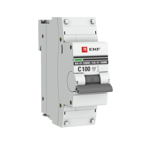 Автоматический выключатель 1P 100А (C) 10kA ВА 47-100M без теплового расцепителя PROxima | код mcb47100m-1-100C-pro | EKF