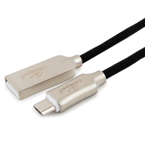 Кабель USB 2.0 Cablexpert CC-P-mUSB02Bk-1.8M, AM/microB, серия Platinum, длина 1.8м, черный, нейлоновая оплетка, блистер | код CC-P-mUSB02Bk-1.8M | Cablexpert