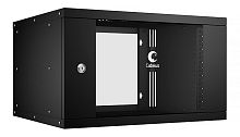 Cabeus WSC-05D-6U55/45-BK Шкаф телекоммуникационный настенный 19 6U, серия LIGHT разборный, дверь стекло, цвет черный | код 10172c | Cabeus