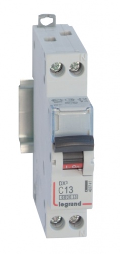 Выключатель автоматический  однополюсный (1п+N) DX3 6000 13А C 10кА | код. 407741 |  Legrand 