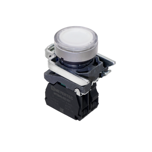 Кнопка белая с подсветкой, 1NO, 24V AC/DC, IP65, металл MTB4-BW31711 | код 137164 | MEYERTEC Кнопка белая с подсветкой, 1NO, 24V AC/DC, IP65, металл MTB4-BW31711 | код 137164 | MEYERTEC