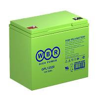 WBR GPL12520 Аккумуляторная батарея для ИБП, напряжение: 12В, ёмкость: 55Ач, клеммы типа: внутренний болт М6, Размеры ВШГ: 226x135x207мм, вес: 17кг. Срок службы: 12 лет. | код WBR GPL12520 | WBR