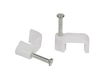 Скоба 6мм плоская пластиковая -белая HLT | код 084-07-21 | HLT