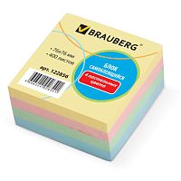 Блок самоклеящийся (стикер), BRAUBERG, ПАСТЕЛЬНЫЙ, 76х76 мм, 400 листов, 4 цвета, 122856 | код 122856 | BRAUBERG